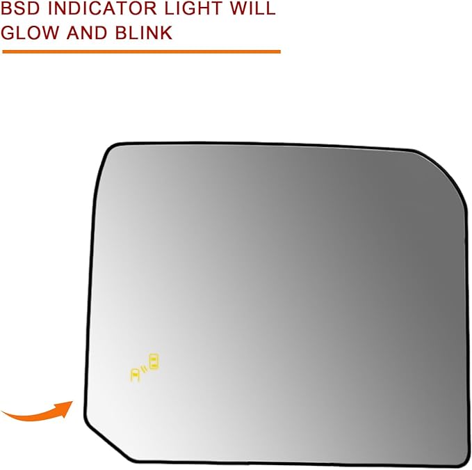 Blind Spot Detection Driver Side Mirror Replacement for Toyota Tundra 2022-2023, Left Upper Exterior Side Rearview Mirrors Glass, with Backing Plate, Power Heated