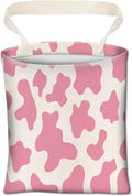 Cute Car Organizer and Storage Bag, Hanging Trash Bin for Vehicle, Travelling, Camping - Pink Cute Cow Print