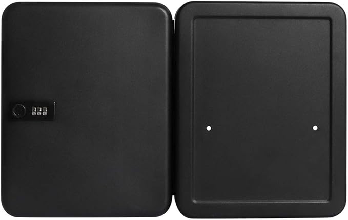 Jssmst Wall Mount Key Storage Box with Code, Locking Key Cabinet Security, 48 Key Hooks & Tags Labels, 11.81 x 9.45 x 2.95 in