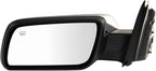 TRQ Driver and Passenger Side Mirror Set Power Heated Memory with Puddle Light Smooth Black Compatible with 2009-2012 Ford Fl