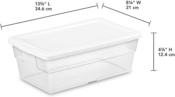 Sterilite 24-Pack 6 Quart Storage Boxes, Stackable Clear Plastic Bins with Snap-On Lids - Heavy-Duty Organizing Containers fo