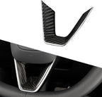 JSWAN Carbon Fiber Steering Wheel Panel Cover Fit for Tesla Refreshed Model 3 Highland Performance (2024+) Model Y Juniper (2025+) Steering Wheel Frame Trim Cover Accessories (Gloss Twill Weave)
