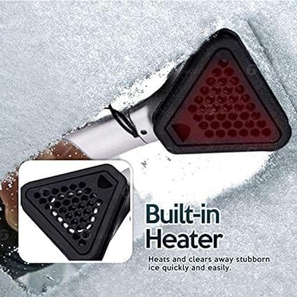 ZONETECH Heated Car Window Ice/Snow Scraper Extendable Auto Windshield Heated Scraper with LED Light,12V Electric Scraper Heating, 5pcs Car Ice Scraper Snow Removal Stocking Stuffer
