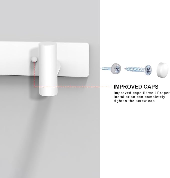 VAEHOLD Hat and Coat Wall Mount Rack - Hooks for Robes, Bags, Keys, and Towels - Bathroom Towel Hanger Organizer (White, “T“ 
