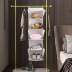 BrilliantJo 5 Shelves Hanging Closet Organizer, 2 Pack Hanging Storage with 6 Side Pockets for Clothes Shoes, 43"x12"x12"(Str