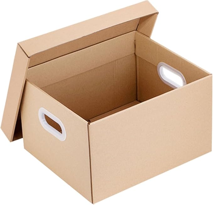 Zerodeko Document Box with Lid 30l 43x31x24cm Kraft Paper File Storage Box Sturdy File Organizer for Office and Home Filing