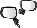 TRQ Driver and Passenger Side Mirror Set Power Heated Turn Signal Smooth Black Compatible with 2019-2020 Subaru Forester SU13