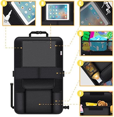 Meolsaek Kick Mats Back Seat Protector, Waterproof Oxford Seat Back Protector, Car Seat Back Protector for Kids, Back of Seat Protector for Kids Feet Car Seat (Black C -1pc)