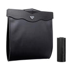 XSUPER Hanging Trash Bag with Smart LED, Magnetic Car Can, Waterproof PU Leather Garbage Can, Multipurpose Garbage Bag for Back Seat with 15 Disposable Bags, Black