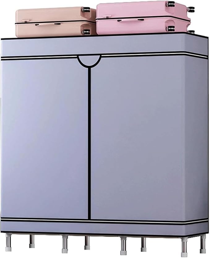 TIST Portable Folding Wardrobe, Stainless Steel, 128 cm x 45 cm x 166 cm, Pink, Bedroom