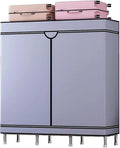 TIST Portable Folding Wardrobe, Stainless Steel, 128 cm x 45 cm x 166 cm, Pink, Bedroom