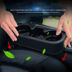 IOKONE Car Cup Holder, Auto Cup Drink Holders，Multifunctional Auto Front Seat Organizer with PU Leather Cover, Gap Filler Storage Box Coin Bucket Console Side Pocket Cell Mobile Phone Holder (Black)