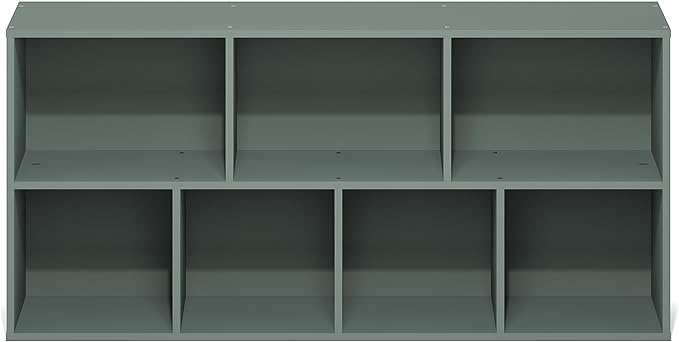 Furinno LUDER Book Shelf, 7-Cube Bookshelf, Bookcase with Open Shelves, 9.4 x 19.5 x 41.7, Easy Assembly, for Living Room, Be