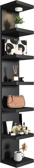 7-Tier Vertical Wall Shelf Unit with USB Rechargeable Led Light (Remote Controlled),Versatile Floating Display Shelves,Lack S