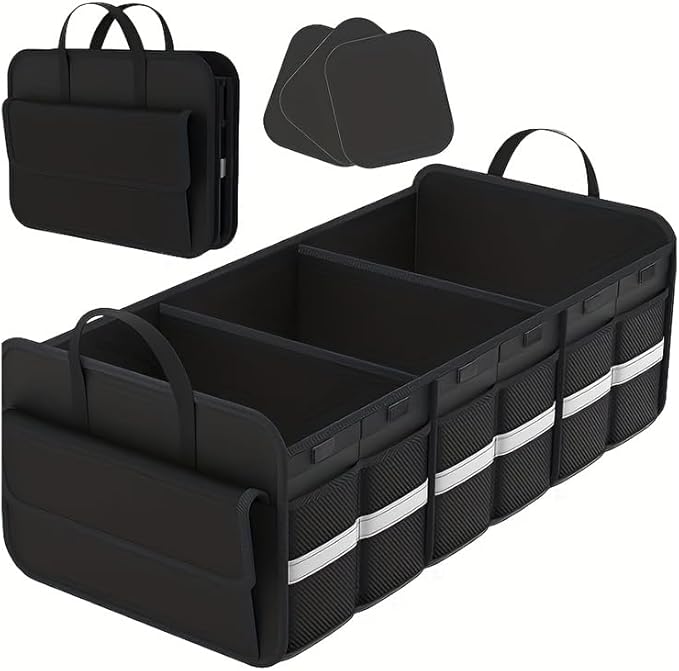 CloudDream Car Trunk Organizer and Storage, 35.4 Large Foldable Cargo Storage with 3 Compartments & 6 Pockets, Waterproof