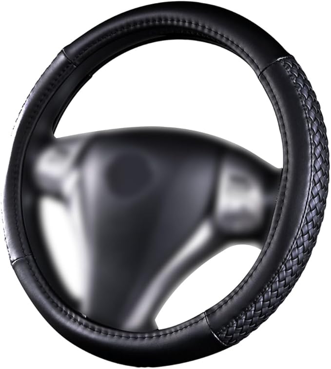Flying Banner car Steering Wheel Cover Faux Leather Massage Universal fit 3D Honeycomb Hole Anti-Slip Sporty 15 Inches (Sliod