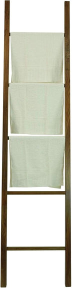 Solid Wood Decorative Ladder - Leaning Blanket Rack for Home Decor Walnut
