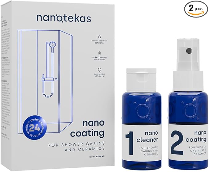 Nano Glass Coating 2-in-1 Kit - Shower Glass and Ceramic protector. Water Repellent spray for glass and Glass Guard for showe