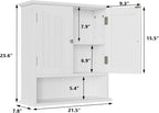 Smuxee White Bathroom Cabinet Wall Mounted, Small Bathroom Medicine Cabinet with 2 Door Adjustable Shelves, Bathroom Wall Cab