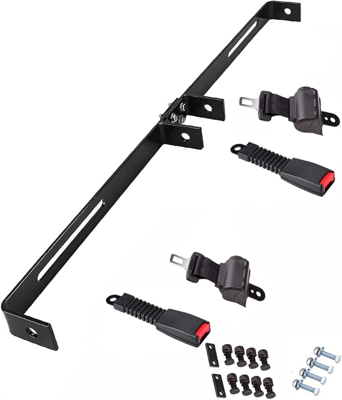 Dr.Acces Universal 2 Passenger Retractable Seat Belts and Bracket Kit for Club Car,EZGO Yamaha etc. Golf Cart