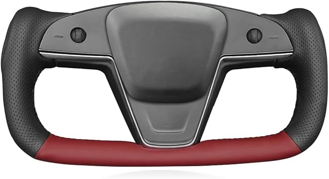 MEWANT Steering Wheel Cover for Yoke Style Steering Wheel for Tesla Model S 2021-2023 / Model X 2021-2023 Hand-Stitched Steering Wrap