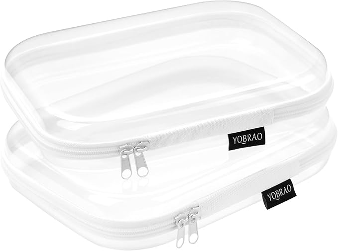 YQBRAO Hard Sided Clear Zipper Case for Storage- Professional-Grade Plastic Clear Zipper Pencil Case,Toy Storage Bins, Toilet