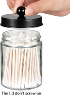 Amolliar 4 Pack Apothecary Jars Bathroom Vanity Storage Organizer Set -Countertop Canister with Stainless Steel Lids &Cute St