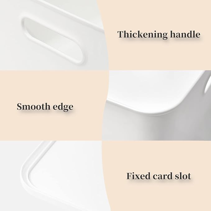 Yishyfier Plastic Storage Baskets Bins Boxes With Lids,Organizing Container White Storage Organizer Bins For Shelves Drawers 