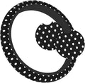 Cute Black White Polka Dots Steering Wheel Cover for Women, Universal Fit 14-15 inch,Automotive Interior Accessories Decorati