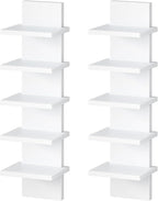 HOOBRO 5 Tier Wall Shelf Unit, 2 Pack Floating Shelves Wall Mounted, Wall Mount Vertical Shelving, Floating Storage Rack, Org