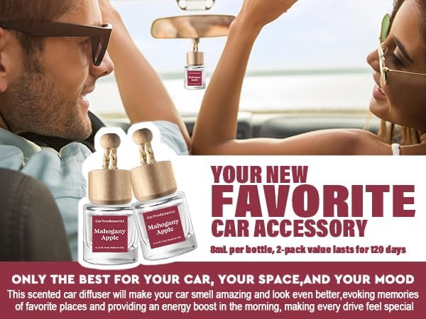 C Classy Car Air Freshener Hanging 2 Pack, Mahogany Apple Essential Oil Diffuser for Cars, Long-Lasting Fragrance, Cute Car A