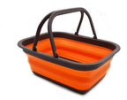 SAMMART 9.2L (2.37Gallon) Collapsible Tub with Handle - Portable Outdoor Picnic Basket/Crater - Foldable Shopping Bag - Space Saving Storage Container (1, Brown/Orange)
