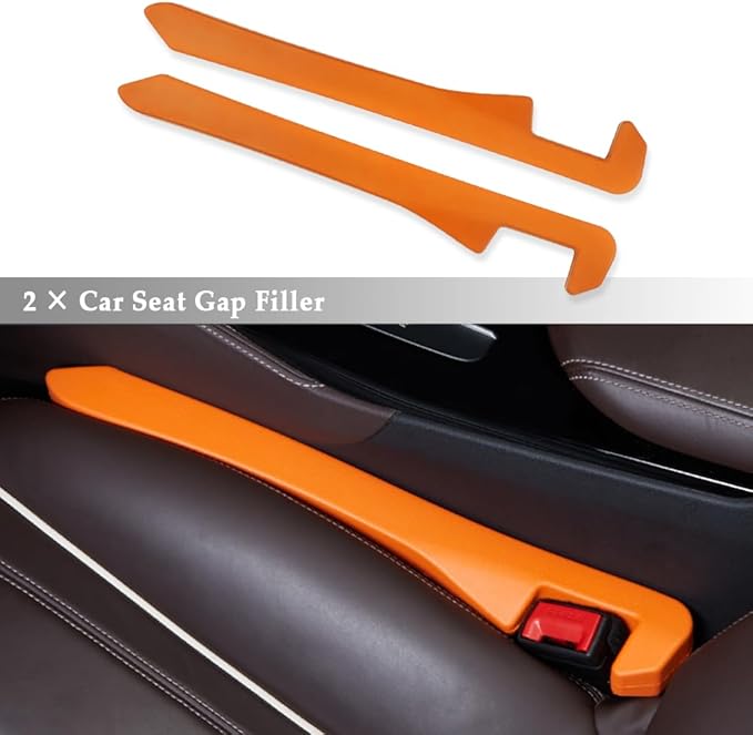 Super Flexible Car Seat Gap Filler,Durable Car Organizer Between Seats for Tightly Filling Seat Gaps,Universal CCar Side Seat Gap Filler CCar Accessories for Women & Men (Orange/2PCS)…