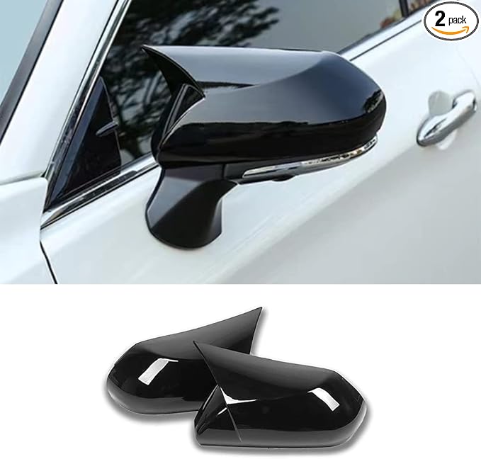 Car Ox Horn Side Rearview Mirror Cover Wing Mirror Protect Decorate Covers Auto Exterior Decoration Accessories for Toyota Camry 2018 2019 2020 2021 2022 2023 2024 2025(Bright Black)