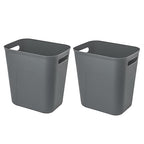 UUJOLY Plastic Small Trash Can Wastebasket, Garbage Container Basket for Bathrooms, Laundry Room, Kitchens, Offices, Kids Rooms, Dorms, 3.5 Gallon, Dark Grey, 2 Pack