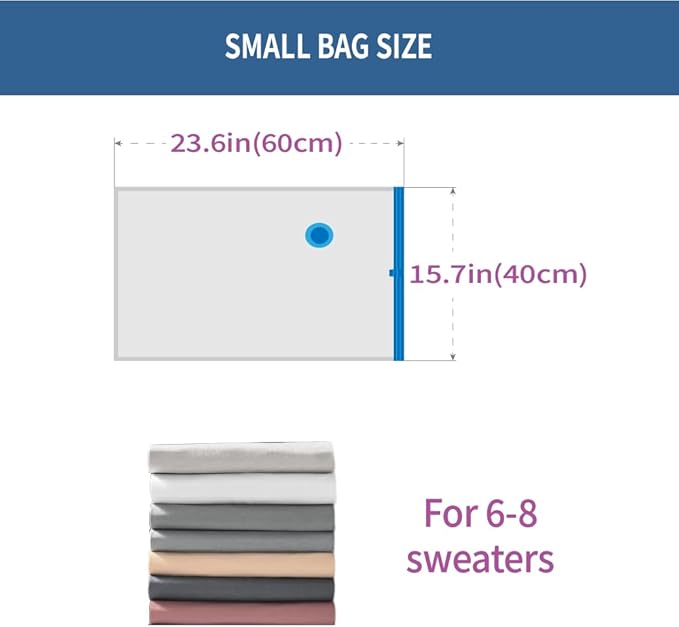7 Pack Small Space Saver Vacuum Storage Bags for Clothing Travel, Vacuum Seal Compression Bags for Clothes, Packing, Luggage,
