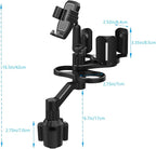 4-in-1 Car Expander with Dual Cup Holder, Phone Holder, 360 Adjustable Base, All Purpose Organizer for Snack Bottles, Drinks