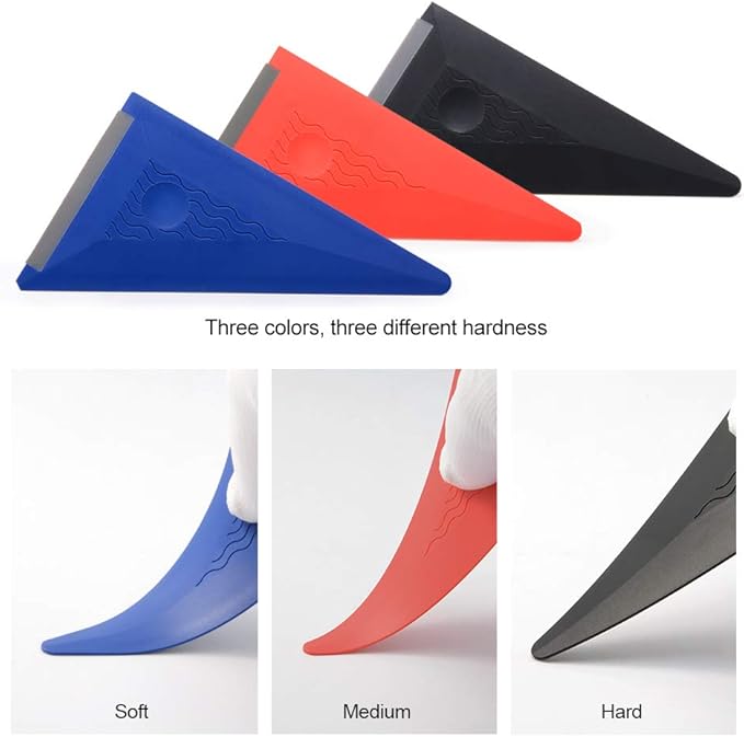 NEWISHTOOL 3 PCS Window Tint Triangle Squeegee with Silicone Edge, Different Hardness Corner Squeegee for Car Vinyl Wrap PPF Installation, Multi Edge Contour Scraper Tint Tools