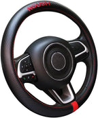 Black Carbon Fiber Luxury Roush Leather Car Steering Wheel Cover Auto Anti-Slip Protector 15''