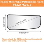 Senzeal Passenger Side Heated Lower Mirror Glass Replacement for Ford F150 Truck 2015-2020 Ford F250 F350 Super Duty F450 F550 Truck 2017-2022 Towing Mirror FL3Z17K707J (Right Side)