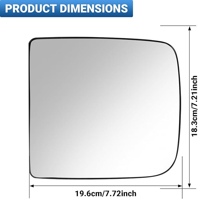 Driver Left Side Mirror Glass Replacement, 3-Tab Backplate ONLY, Compatible with Dodge/Ram 2010-2020 1500 2500 3500 (Not for 4-Tab), Heated Convex Left Side 68067729AA 68067727AA