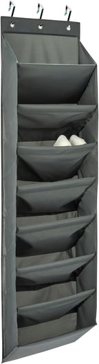 Amazon Basics 8 Tier Over the Door Shoe Organizer, Large Capacity Space Saving Hanging Shoe Storage for Closet and Dorm, Dark