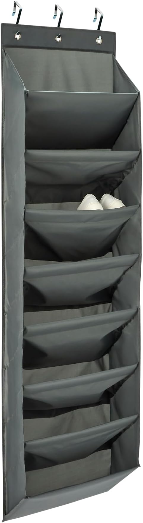 Amazon Basics 8 Tier Over the Door Shoe Organizer, Large Capacity Space Saving Hanging Shoe Storage for Closet and Dorm, Dark
