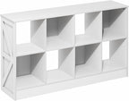 Furinno Jensen Book Shelf, 8-Cube Farmhouse Bookshelf, Display Bookcase, 11.8 x 47.6 x 26.8, for Living Room, Bedroom, Home O