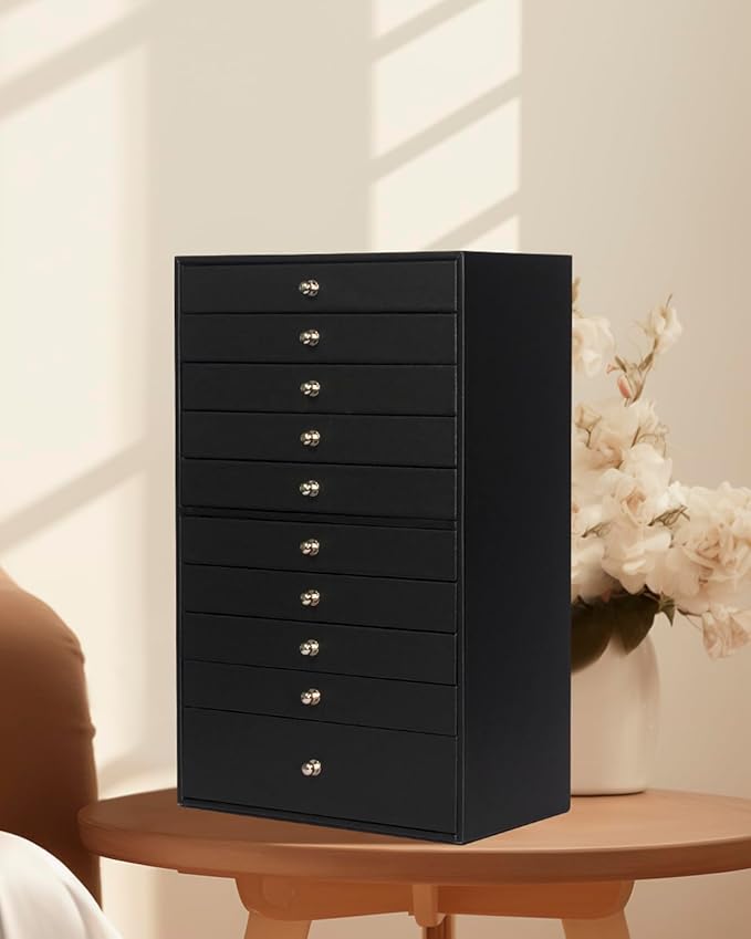 GUKA Large Jewelry Box, Jewelry Case with 10 Drawers for Big and Small Jewelry, Jewelry Storage Organizer for Watch Earrings 