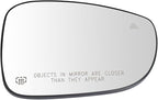 TRQ Passenger Side Mirror Glass Heated Blind Spot Convex Includes For Factory Equipped & Aftermarket Mirrors Compatible with 