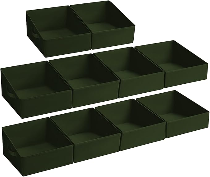 DIMJ Closet Storage Bins 10 Pack - Fabric Storage Baskets for Shelves, Collapsible Clothes Organizer with Handles, Trapezoid 