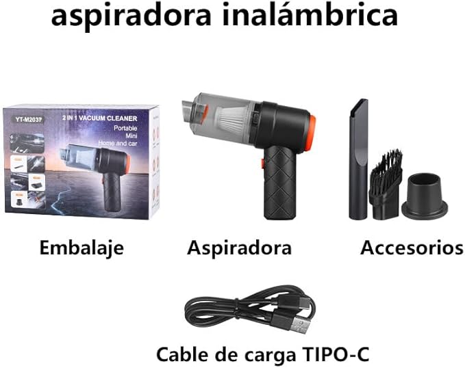 Car Vacuum Portable Cordless, Handheld Vacuum Cordless with 30Mins Rechargeable Battery,Small Handheld Vacuum Cleaner for Car