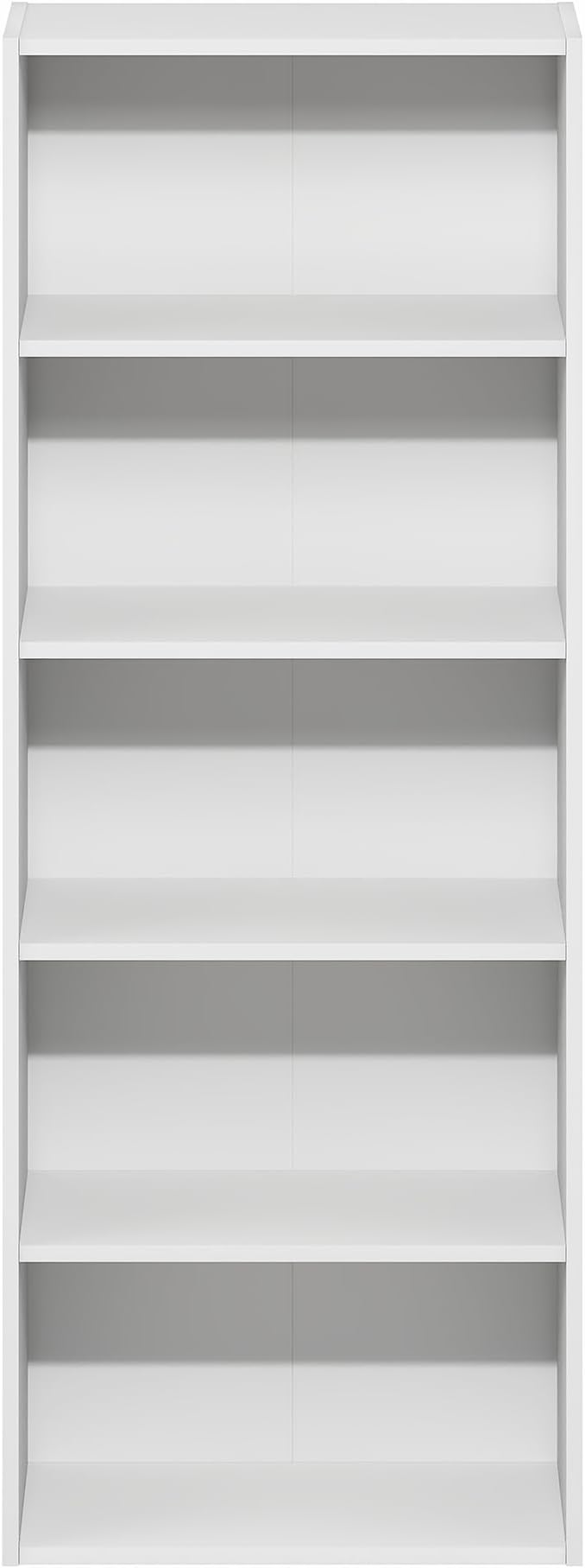 Furinno Basic Book Shelf, 5-Tier Bookshelf, Storage Organizer Bookcase with Open Shelf, 7 x 17 x 44, for Living Room, Bedroom