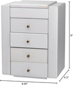 Meangood Jewelry Box Wood for Wowen, 5-Layer Large Organizer Box with Mirror & 4 Drawers for Rings, Earrings, Necklaces, Whit